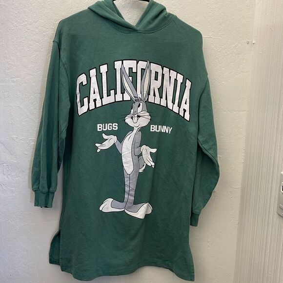 Zara x Looney Tunes Bugs Bunny Green Hoodie Youth 13-14 - Picture 2 of 4